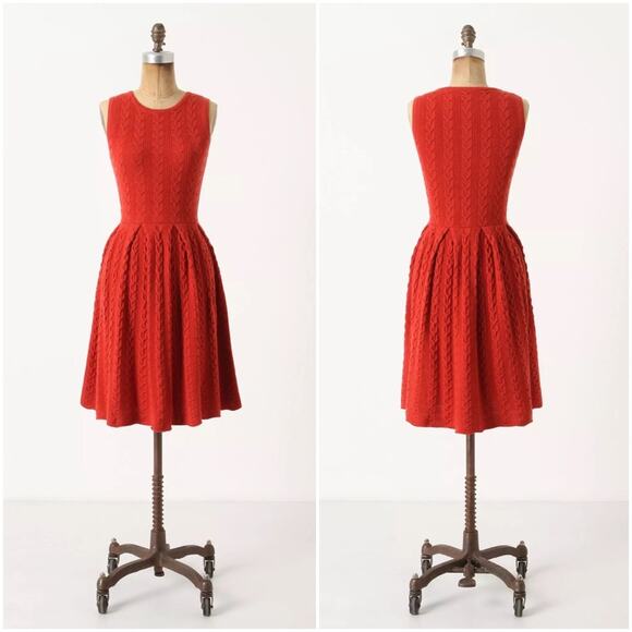 Anthropologie Far Away From Close Knit Flared & Cabled Sweater Dress - Picture 1 of 8